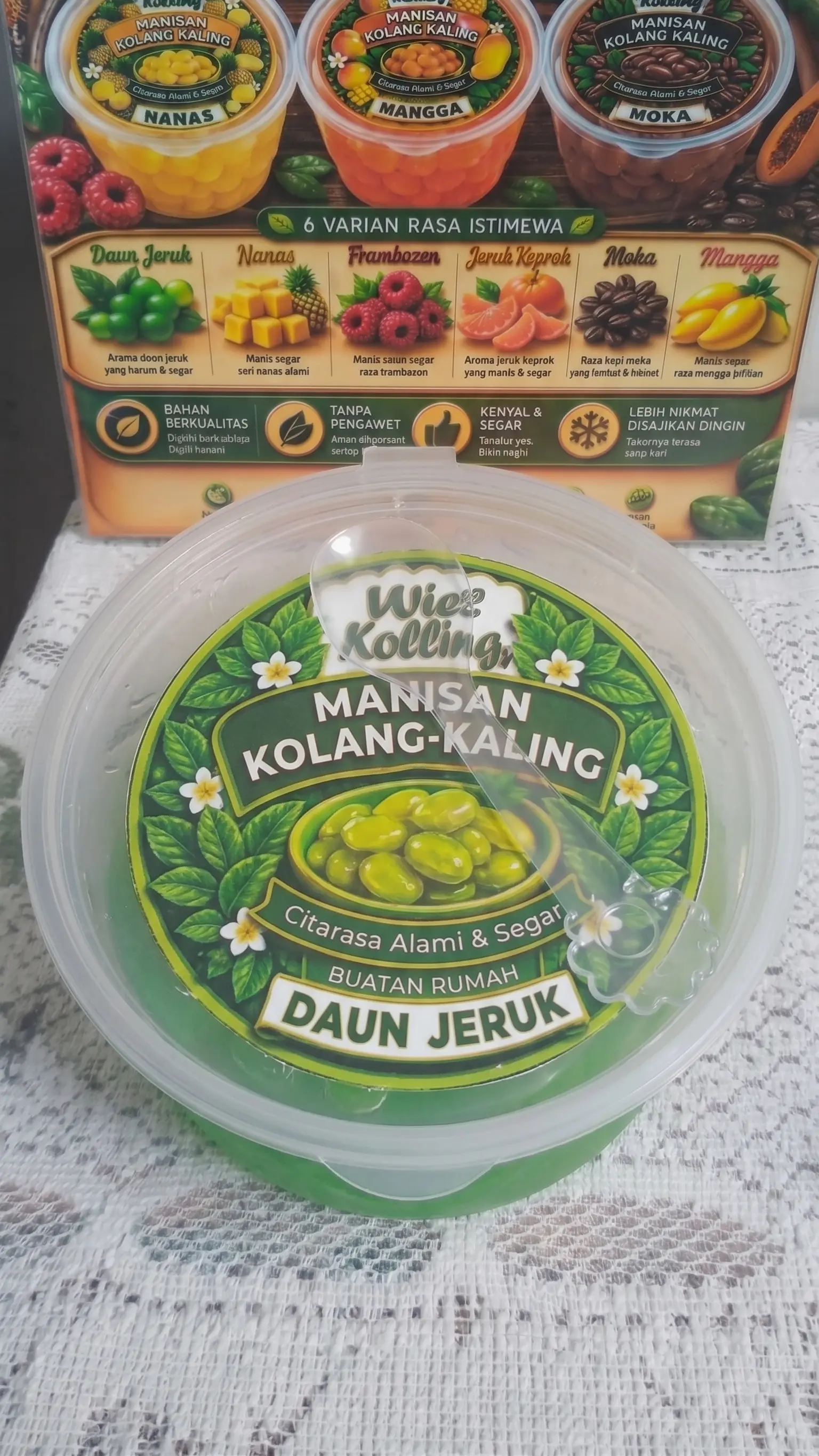 Manisan kolang kaling rasa Daun Jeruk