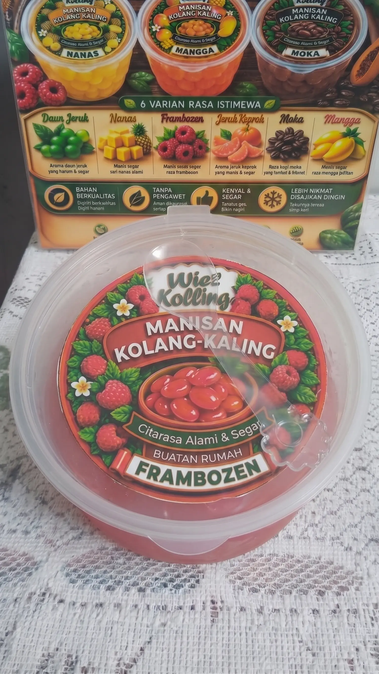 Manisan kolang kaling rasa Frambozen