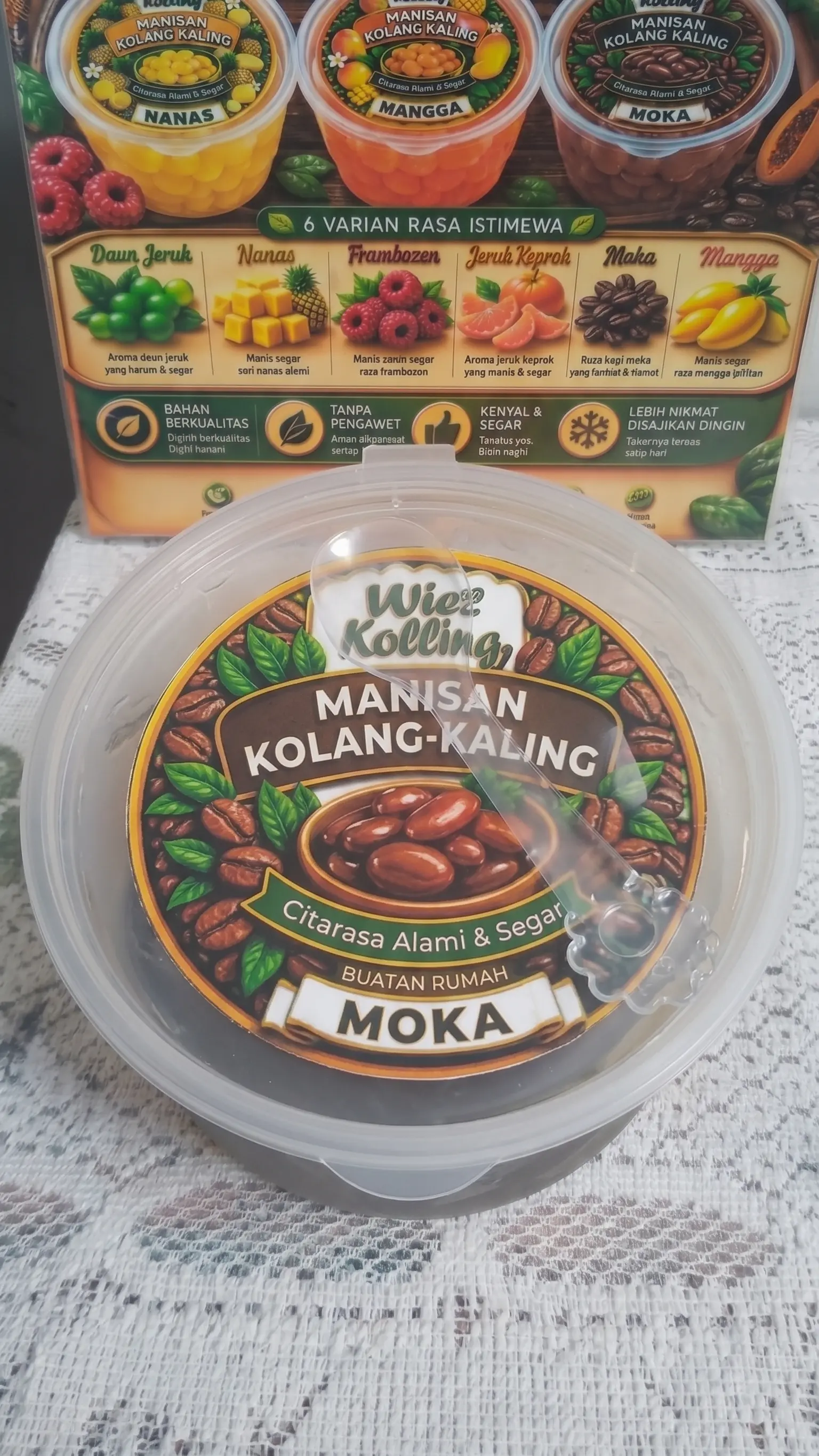 Manisan kolang kaling rasa Moka